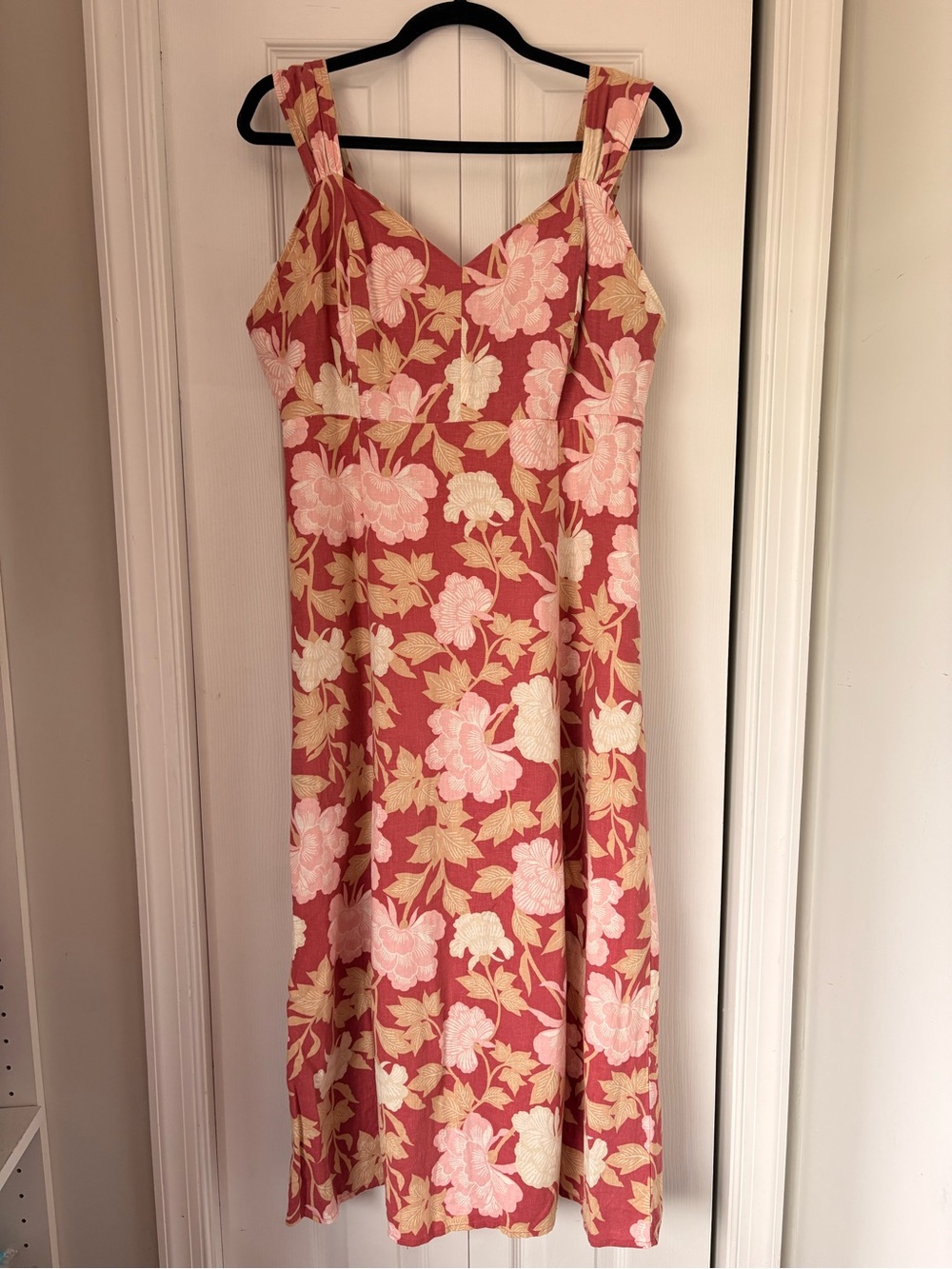 Floral A-Line Midi Dress in Rose Pink